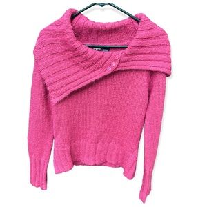 Tangents Pink Mohair Foldover Cowl Collar Sweater Sz M
